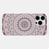 ボヘミアン風ピンクとブルーの曼荼羅パターン iPhoneケース (裏面横)