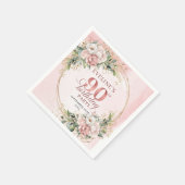 ボヘミアン風ピンクの花の90歳の誕生日お祝い   スタンダードカクテルナプキン (角)