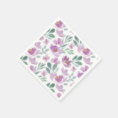 ボヘミアン風ピンクの花柄ウェディング スタンダードカクテルナプキン (角)