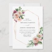 ボヘミアン風ピンク&パープルの春の花ウェディング 招待状 (正面)