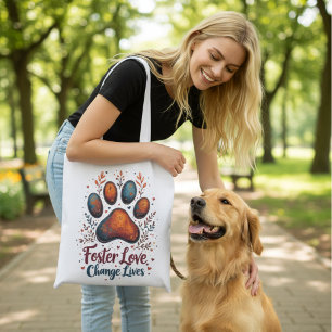 ボヘミアン風フラワーの保護犬支援ホリデーギフト トートバッグ