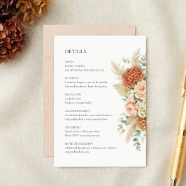 ボヘミアン風フラワーの結婚式詳細同封カード エンクロージャーカード