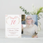ボヘミアン風フラワーフォト90歳の誕生日招待状 招待状 (スタンド正面)