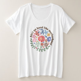 ボヘミアン風フラワーマママザーフッド プラスサイズTシャツ