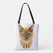 ボヘミアン風ブルーアイズキャットトートバッグ トートバッグ (裏面)