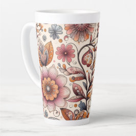 ボヘミアン風ボタニカルラテマグ 12 & 17 oz カフェラテマグ