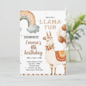 ボヘミアン風ラマの誕生日パーティー招待状 招待状 (スタンド正面)