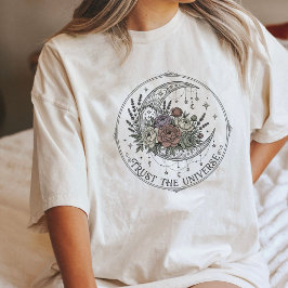 ボヘミアン風月のフラワースタイル タトゥーデザイン トライブレンドTシャツ
