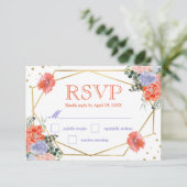 ボヘミアン風水彩の夏の花の結婚式RSVP 出欠カード (スタンド正面)