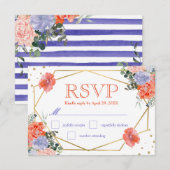 ボヘミアン風水彩の夏の花の結婚式RSVP 出欠カード (正面/裏面)