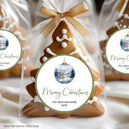 ボヘミアン風水彩画のあったかウィンターシーン ラスティッククリスマス ラウンドシール