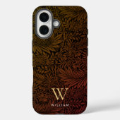 ボヘミアン風焼きオレンジ花柄ゴールドモノグラム名 Case-Mate iPhoneケース (裏面)