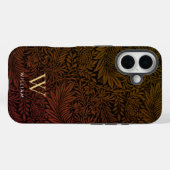 ボヘミアン風焼きオレンジ花柄ゴールドモノグラム名 Case-Mate iPhoneケース (裏面 (横))