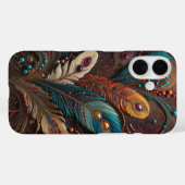 ボヘミアン風装飾 メタリック ティール オレンジ レザー iPhone Case-Mate iPhoneケース (裏面 (横))