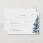 ボヘミアン風雪山&松の木の結婚式RSVPカード 出欠カード (正面)