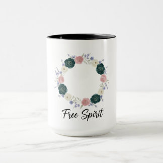 ボヘミアン風 フラワーリース "Free Spirit" マグカップ
