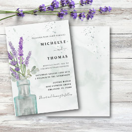 ボヘミアン風 水彩 ユーカリとラベンダーの結婚式 招待状