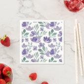 ボヘミアン風 紫の花柄 ウェディング スタンダードカクテルナプキン (インサイチュ)