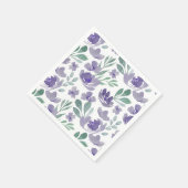 ボヘミアン風 紫の花柄 ウェディング スタンダードカクテルナプキン (角)
