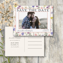 ボヘミアン風Save the Date ワイルドフラワーと写真