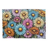 ボヘミアン鮮やかデイジー – ステンドグラスの外観 枕カバー (正面左)