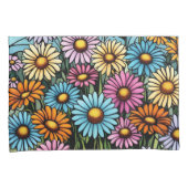 ボヘミアン鮮やかデイジー – ステンドグラスの外観 枕カバー (正面右)