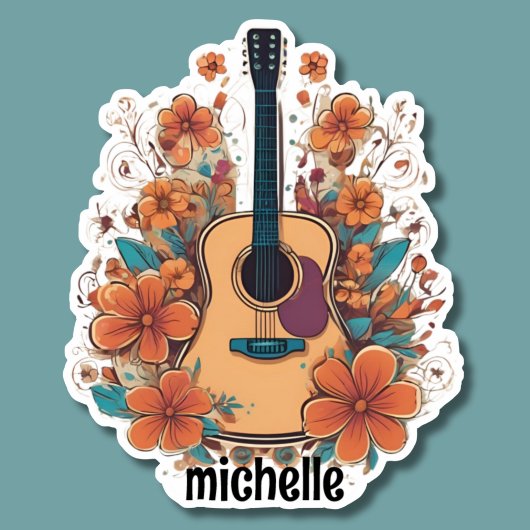 ボヘミアン・アコースティック・ギター・モノグラム シール