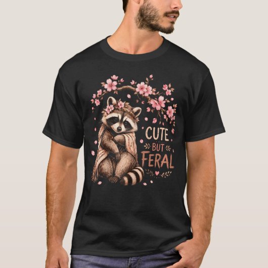 ボヘミアン・アライグマ かわいいけど野生の桜 Tシャツ (正面)