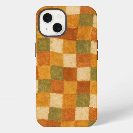 ボヘミアン・アースカラーのチェック柄 iPhoneケース (裏面)