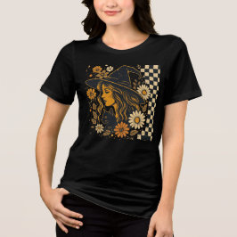 ボヘミアン・ウィッチ・キャット・ひまわり・ハロウィン・ダークTシャツ トライブレンドＴシャツ