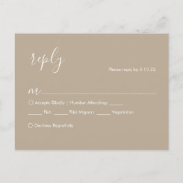 ボヘミアン ウェディング RSVP カード、食事オプション ポストカード