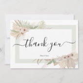 ボヘミアン・エレガンス・グリーン結婚リー・フローラ サンキューカード (正面)