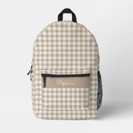 ボヘミアン ギンガム パターン プラッド チェック柄 シンプル 名前入り プリントバックパック