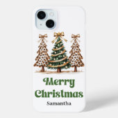 ボヘミアン・クリスマスツリーの水彩レオパード柄 Case-Mate iPhoneケース (裏面)