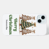 ボヘミアン・クリスマスツリーの水彩レオパード柄 Case-Mate iPhoneケース (裏面 (横))