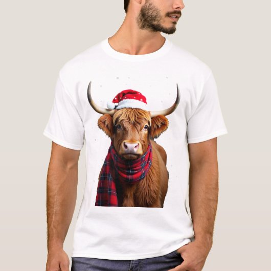 ボヘミアン クリスマス ハイランドカウ Tシャツ (1) (正面)