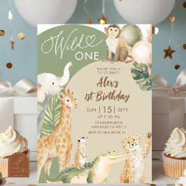 ボヘミアン グリーンネイチャー サファリ ワイルドワン 誕生日 招待状