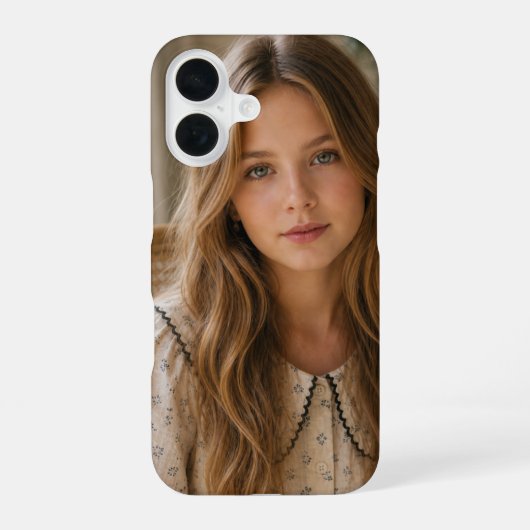 ボヘミアン・コテージコア風のやわらかな美少女の肖像 iPhone 16ケース (裏面)