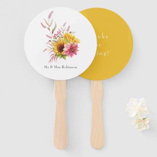 ボヘミアン・サンとブルゴーニュ・プラム結婚フローラ ハンドファン (正面&裏面)