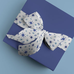 ボヘミアン・サンシャインとレインボウのブルー グログランリボン