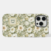 ボヘミアン・シックなクリームとセージグリーンの植物の花 iPhoneケース (裏面横)