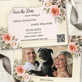 ボヘミアン・シックな水彩写真の結婚式延期案内カード セーブザデート