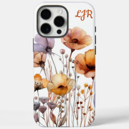 ボヘミアン・シックな水彩花柄 iPhone 16 PRO MAXケース