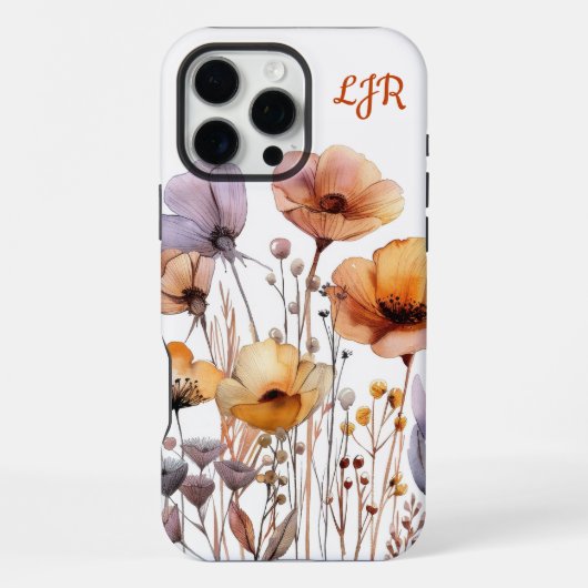 ボヘミアン・シックな水彩花柄 iPhoneケース (裏面)