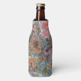 ボヘミアン・シックな花の庭 水彩画 ボトルクーラー