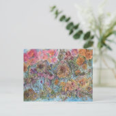 ボヘミアン・シックな花の庭 水彩画 ポストカード (スタンド正面)