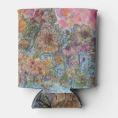 ボヘミアン・シックな花の庭 水彩画  缶クーラー (正面)