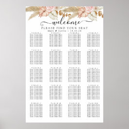 ボヘミアン・シックフローラシーティングチャート ポスター