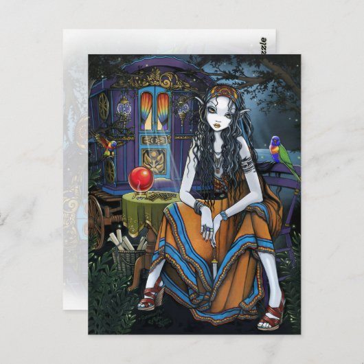 ボヘミアン・ジプシー占い師はがき ポストカード (正面/裏面)