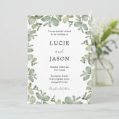 ボヘミアン・セージグリーンのユーカリの水彩ウェディング 招待状 (スタンド正面)